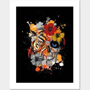 Tiger and Human Skull Posters and Art